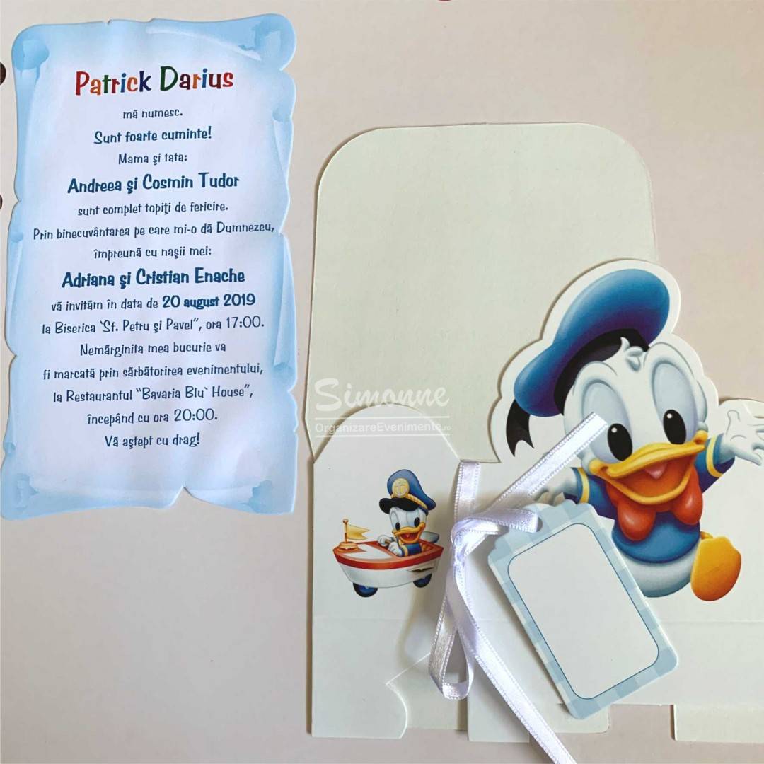Invitatie botez baietei Donald Duck